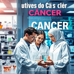 Uma capa de livro impactante que retrata detetives científicos investigando a cura do câncer