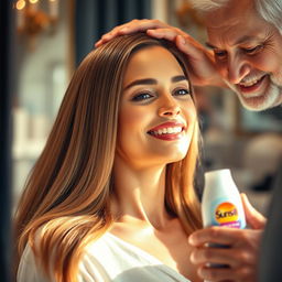A vibrant Sunsilk shampoo commercial featuring a stunningly beautiful actress with long, silky smooth hair