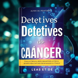 Uma capa de livro intrigante sobre o tema "Detetives do Câncer: Como a Ciência Está Desvendando o Caso!"