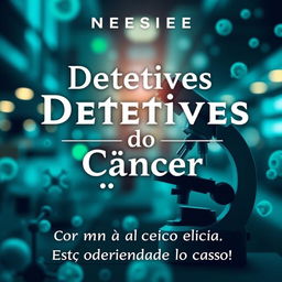 Uma capa de livro intrigante sobre o tema "Detetives do Câncer: Como a Ciência Está Desvendando o Caso!"