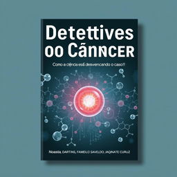 Capa de livro com o tema "Detetives do Câncer: Como a ciência está desvendando o caso!"