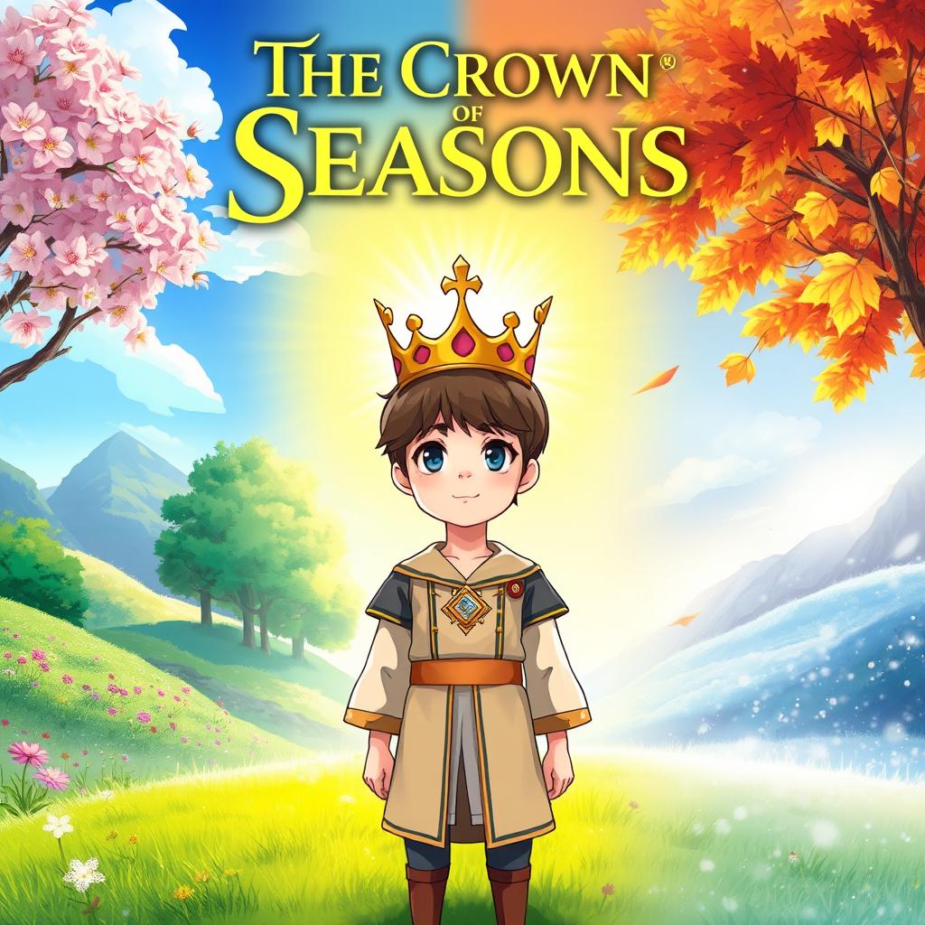 An enchanting cover illustration for 'The Crown of Seasons