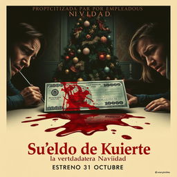 A chilling movie poster for 'Sueldo de Muerte para la verdadera Navidad'