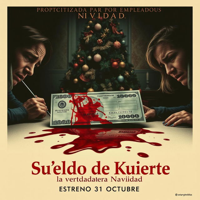 A chilling movie poster for 'Sueldo de Muerte para la verdadera Navidad'