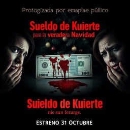 A chilling movie poster for 'Sueldo de Muerte para la verdadera Navidad'