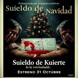 A chilling movie poster for 'Sueldo de Muerte para la verdadera Navidad'