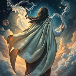 An imaginative depiction of Sandman, the God of Dreams, viewed from a right-back angle