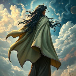 An imaginative depiction of Sandman, the God of Dreams, viewed from a right-back angle