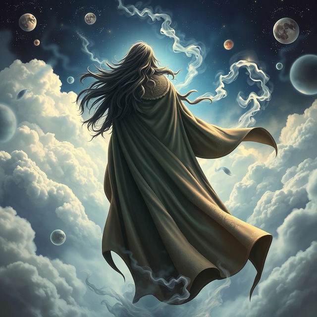 An imaginative depiction of Sandman, the God of Dreams, viewed from a right-back angle