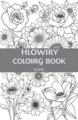 A beautifully designed collection of various flowers for a coloring book, featuring intricate designs of roses, daisies, sunflowers, and tulips