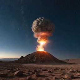 Envision an awe-inspiring collision as the meteor impacts with the ground, sending an explosion of dust, rock, and brilliant light into the atmosphere.