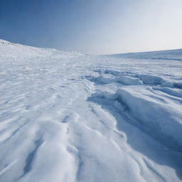 Transition into an icy age, showcasing the harsh, frozen landscape covered in snow and ice, marking the beginning of the Ice Age.