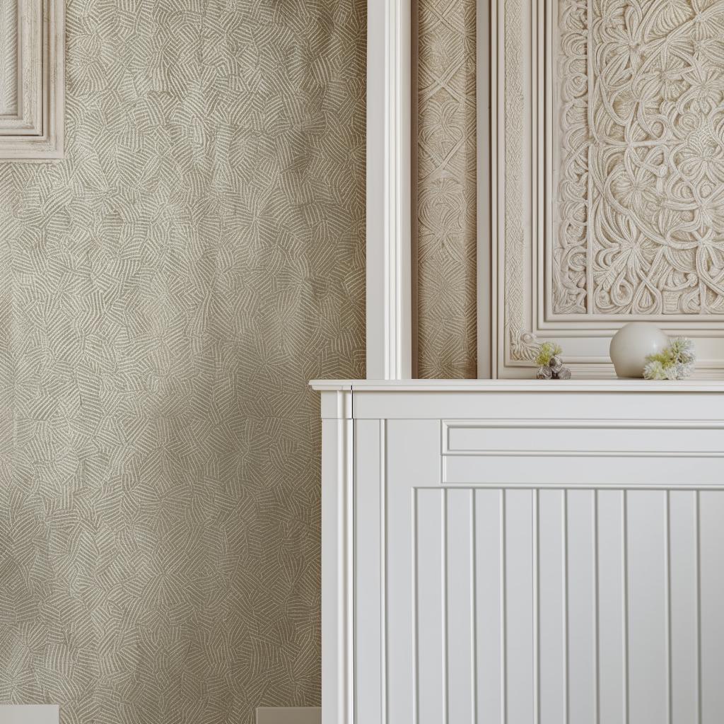 An intricately designed wall with a blend of modern and classic elements