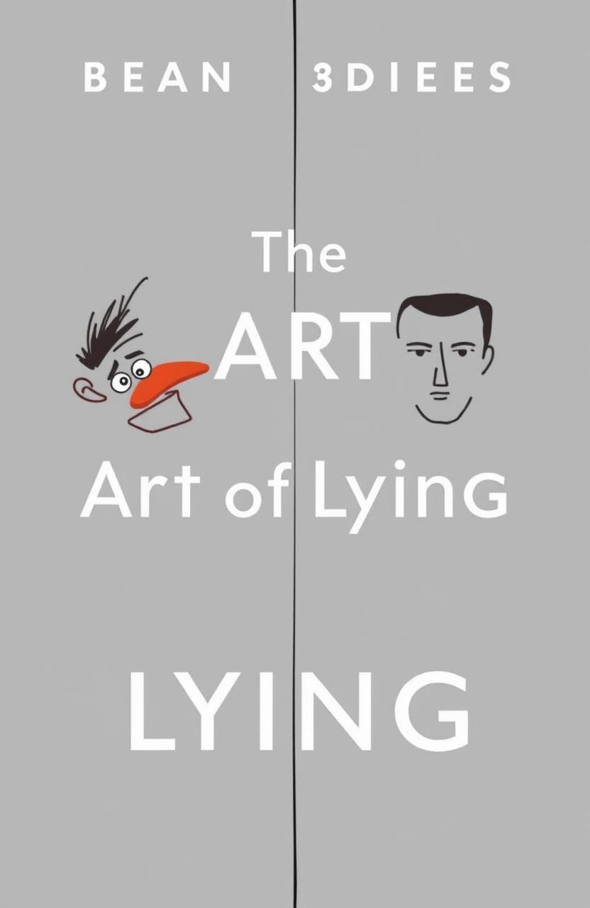 A modern book cover titled "The Art of Lying" showcasing an artistic representation of the duality of lying and truth