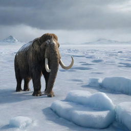 Imagine a vast frozen wasteland, where mammoths have been entombed in ice, their existence erased from the landscape, signifying their eventual disappearance from Earth.