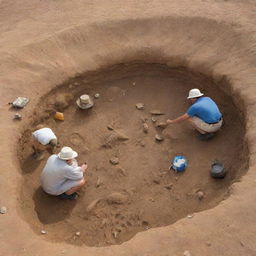 Transition to the present day, with archeologists at a dig site, meticulously uncovering dinosaur fossils, revealing remnants of the creatures that once dominated Earth.