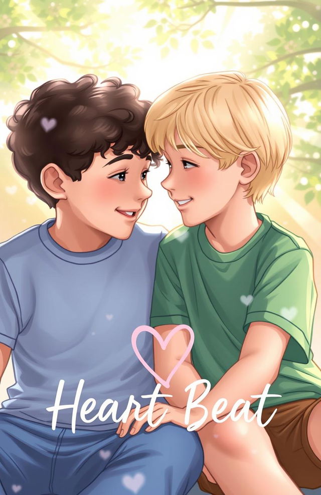 Two young boys gazing at each other with affectionate expressions, their eyes sparkling with connection and warmth