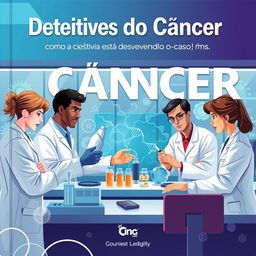 Capa de livro para 'Detetives do Câncer: como a ciência está desvendando o caso!'