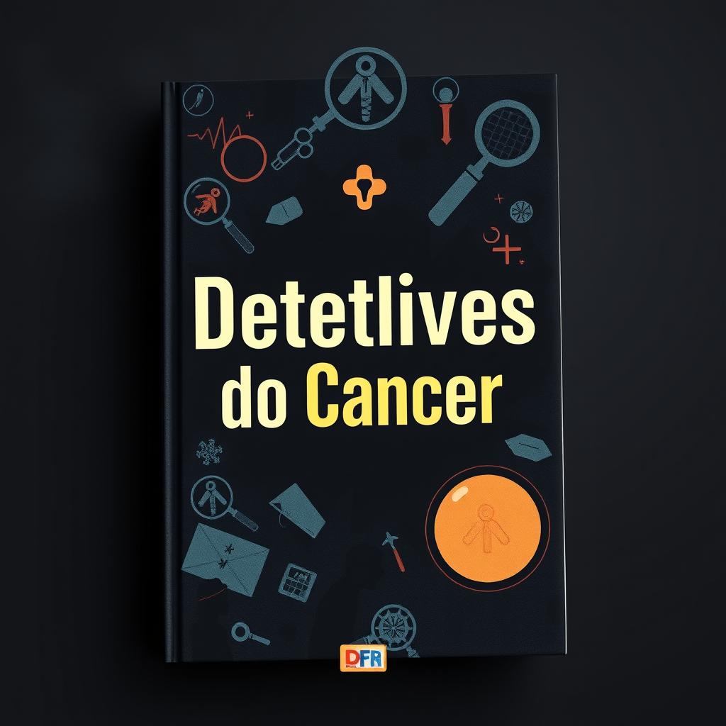 A captivating book cover for 'Detetives do Cancer', featuring a mysterious and intriguing atmosphere