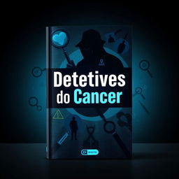A captivating book cover for 'Detetives do Cancer', featuring a mysterious and intriguing atmosphere