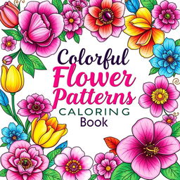 A colorful and eye-catching cover for an adult flower patterns coloring book