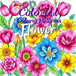 A colorful and eye-catching cover for an adult flower patterns coloring book