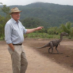 Portray John Hammond overseeing the construction of a Raptor Paddock, located behind the visitor center on Isla Nublar, designed for housing the newly revived Velociraptors