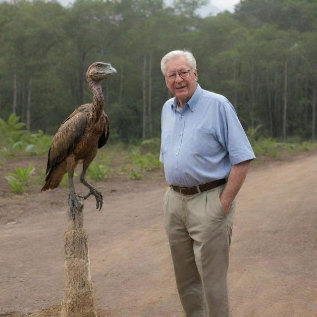 Portray John Hammond overseeing the construction of a Raptor Paddock, located behind the visitor center on Isla Nublar, designed for housing the newly revived Velociraptors