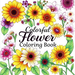 An enchanting cover for a colorful flower coloring book designed for adults