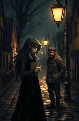 A poignant scene depicting a sad romantic story between a soulful character and a letter deliverer