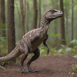 Illustrate InGen successfully relocating Velociraptors to their expansive and secure paddock, equipped with electrified fencing and dense forest for a naturalistic living environment