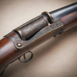 A highly detailed image of a vintage musket, richly evoking the past