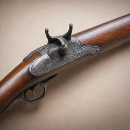 A highly detailed image of a vintage musket, richly evoking the past