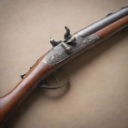 A highly detailed image of a vintage musket, richly evoking the past