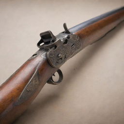 A highly detailed image of a vintage musket, richly evoking the past