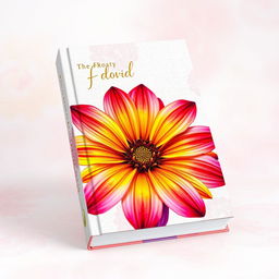 A stunning book cover featuring a colorful and vibrant flower illustration, with petals in brilliant shades of red, orange, yellow, pink, and purple