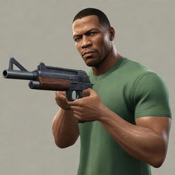 A meticulous depiction of the signature weapon held by Carl Johnson, a classic character from the Grand Theft Auto series