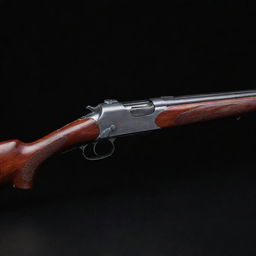 A sleek bolt-action shotgun displayed against a black background