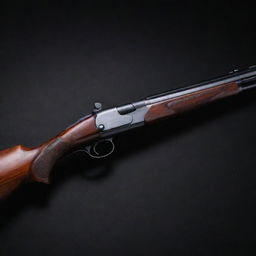 A sleek bolt-action shotgun displayed against a black background