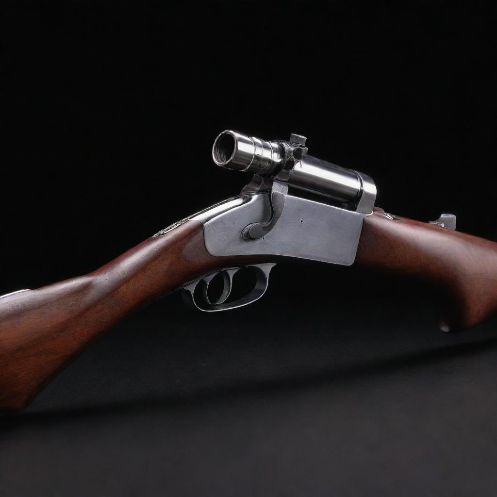 A sleek bolt-action shotgun displayed against a black background