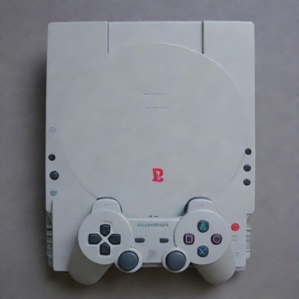 An intricately designed PlayStation 1 gaming console