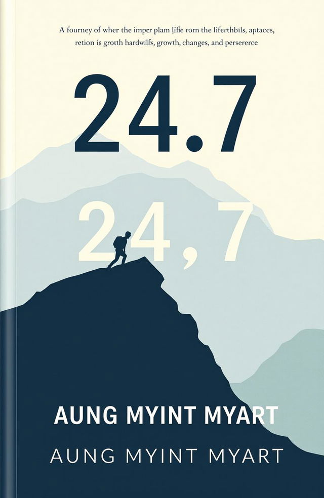 A poignant and evocative book cover for the title '24/7', capturing the essence of the author's life hardships, growth, changes, and perseverance