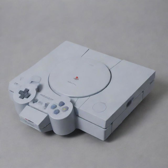 An intricately designed PlayStation 1 gaming console