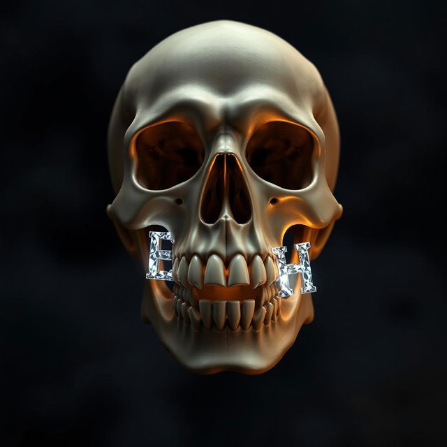 A smiling skull featuring diamond letters 'S', 'E', 'S', and 'H' as its teeth, set against a dark, atmospheric background that enhances the shine of the diamonds