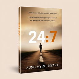 A compelling and emotional book cover for '24/7', reflecting the author's journey through life hardships, growth, and determination