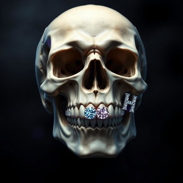 A smiling skull featuring the diamond letters 'S', 'E', 'S', and 'H' artistically integrated as its teeth