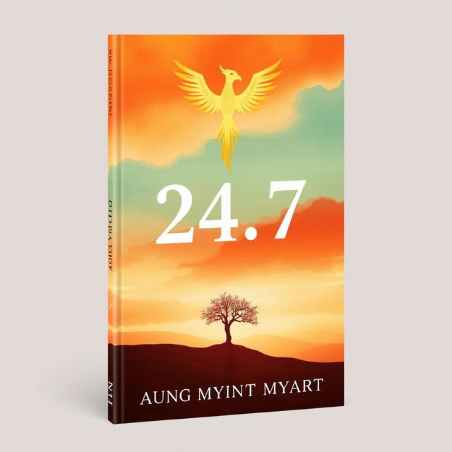 An inspiring book cover design for '24/7' that reflects the author's journey through life’s challenges, growth, and aspirations