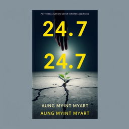 A poignant book cover design for '24/7' that encapsulates the author's life challenges, growth, and persistent drive to overcome difficulties