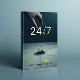 A poignant book cover design for '24/7' that encapsulates the author's life challenges, growth, and persistent drive to overcome difficulties
