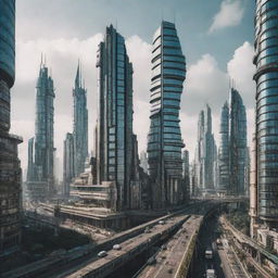 A majestic city mixing futurism with gaspunk aesthetics